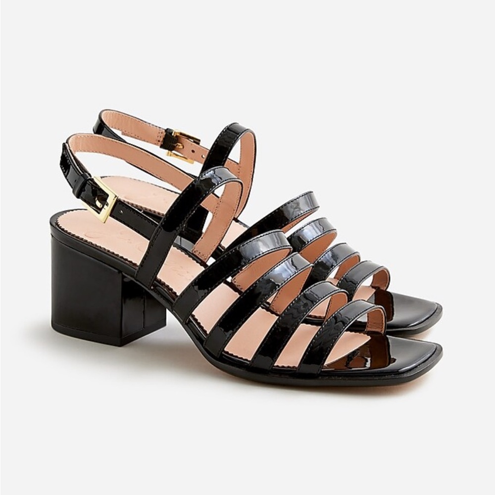 Dylan strappy block-heel sandals in patent leather